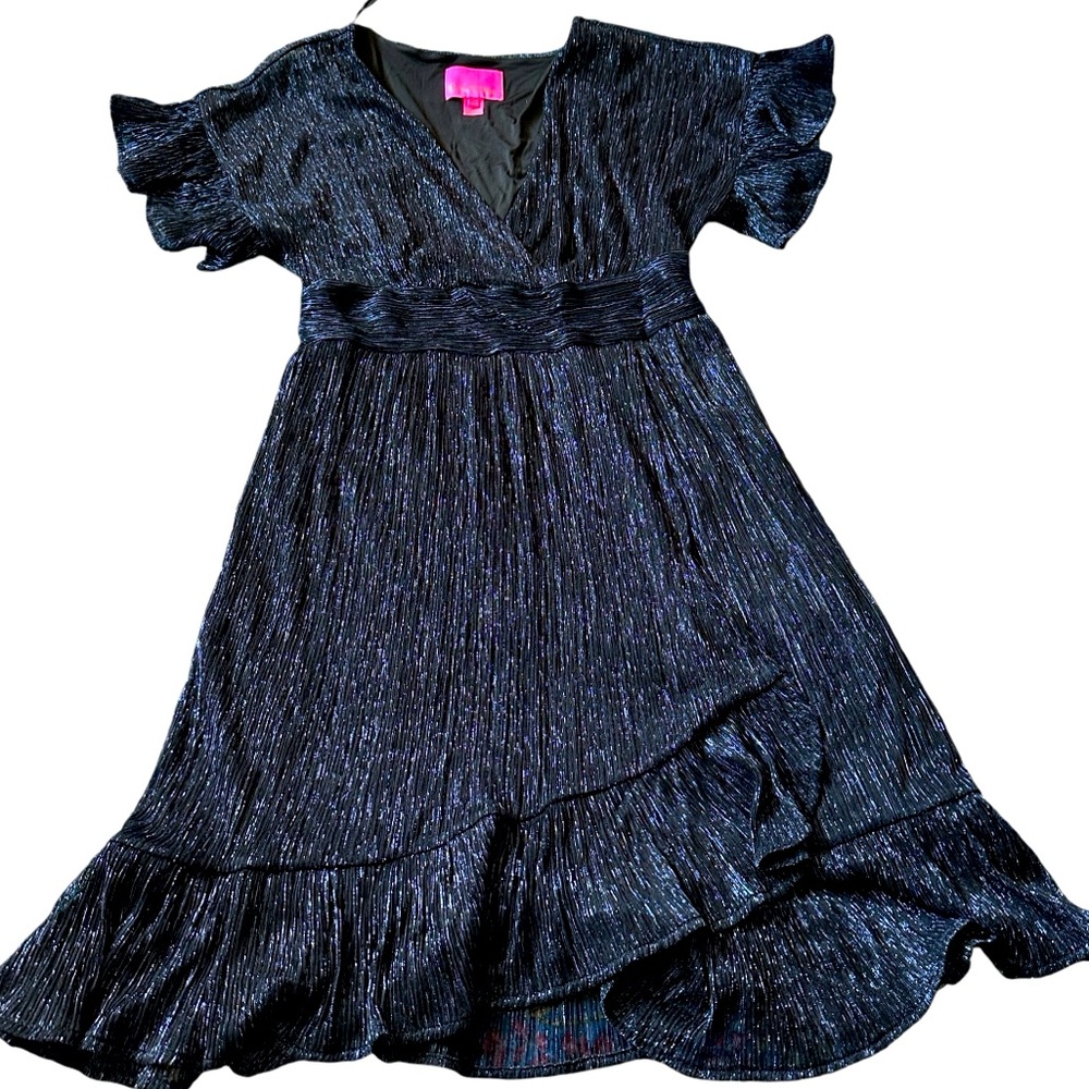 Lilly Pulitzer Sinclare Short Sleeve Dress, Size Medium. Navy Metallic Cocktail